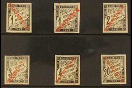 MARTINIQUE  Circa 1900. POSTAGE DUE. General Issues Bearing Red "Martinique" Diagonal Overprint Fantasy Issues Inc 1c Bl - Otros & Sin Clasificación