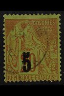 SENEGAL  1887 "5" On 20c Red On Green, Ovpt Type II, Yv & SG 1a, Very Fine Used. For More Images, Please Visit Http://ww - Autres & Non Classés