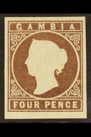 1869-72  4d Pale Brown Imperf, No Wmk, SG 2, Very Fine Unused And Without Gum With 4 Large Margins & Lovely Original Col - Gambia (...-1964)