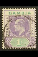 1902-05  (wmk CA) KEVII 1s Violet And Green, SG 52, Fine Used. For More Images, Please Visit Http://www.sandafayre.com/i - Gambia (...-1964)