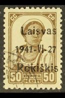 ROKISKIS (RAKISCHKI)  1941 50k Bright Brown With Black Type III Overprint, Michel 6a III, Very Fine Used. For More Image - Altri & Non Classificati