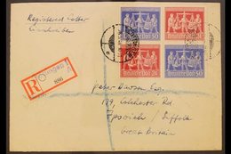 GENERAL ISSUES  1948 Hannover Fair Se-tenant Block Of 4 (Michel V Zd 1), Fine Used On Registered Cover From Gottingen To - Sonstige & Ohne Zuordnung