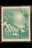 1949  10pf Blue-green Parliament DOT IN "O" OF "POST" AND DENTED FRAME Plate Flaw (position 4), Michel 111 IV, Fine Mint - Sonstige & Ohne Zuordnung