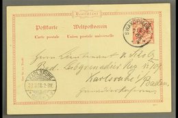 SOUTH WEST AFRICA  1898 (3 Mar) 10pf With Diagonal Opt Postal Stationery Card To Germany Cancelled By Fine "SWAKOPMUND"  - Sonstige & Ohne Zuordnung