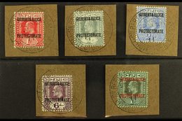 1911  1d, 2d, 2½d, 6d & 1s Overprints (SG 2/4 & 6/7), Superb Used On Pieces Tied By "GPO Ocean Island / Gilbert & Ellice - Islas Gilbert Y Ellice (...-1979)