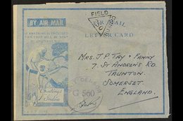 BRITISH MILITARY FORCES CHRISTMAS AEROGRAMME  1944 Censored Illustrated Air Letter With 'Greetings From India' Monkeys D - Altri & Non Classificati