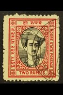 INDORE  1940-46 2R Black And Carmine, SG 42, Used, Corner Crease. For More Images, Please Visit Http://www.sandafayre.co - Altri & Non Classificati