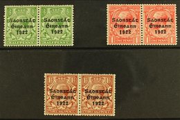 1922-23  ½d Green 1d Scarlet & 1½d Red-brown, SG 67/69, Fine Mint Horizontal PAIRS With All The Left Stamps Showing LONG - Autres & Non Classés