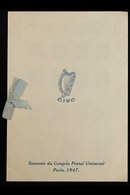 1947 UPU CONGRESS PRESENTATION FOLDER.  A Special Printed 'Eire Souvenir Du Congres Postal Universel Paris, 1947' Presen - Sonstige & Ohne Zuordnung