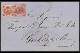 NAPLES  1860 Cover To Gallipoli Franked 2gr Brown Rose, Plate III In Combination With 2g Lilac Carmine Postal Forgery Ty - Zonder Classificatie