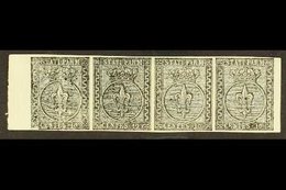 PARMA  1852 10c Black On White, Sass 2, Superb Marginal Mint Strip Of 4, First Stamp Showing Defective Cliche At Foot. F - Sin Clasificación