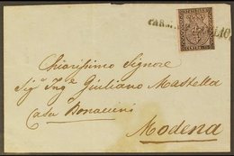 PARMA  1856 Cover To Modena Franked 1852 15c, Sass 3, Very Fine Used With Clear To Large Margins All Round And Tied With - Sin Clasificación