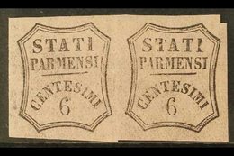 PARMA  NEWSPAPER STAMPS 1857 6c Black On Pale Rose, Unissued, Sass1A, Very Fine Mint Pair. For More Images, Please Visit - Unclassified