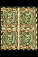 1910  10L Sage- Green And Pale Rose, Sass 91, Fine Never Hinged Mint BLOCK OF 4, Perfs At Left A Little Rough. Fresh & A - Unclassified