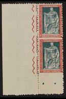 1928  25c Carmine And Green, Filiberto, Marginal Vertical Pair, Variety "imperf Between And At Base", Sass 227o, Superb  - Non Classificati