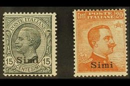 AEGEAN IS - SIMI  1921 - 2 15c Grey And 20c Orange With Wmk, Sass 10/11, Fine Mint. (2 Stamps) For More Images, Please V - Otros & Sin Clasificación