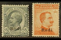 AEGEAN IS - RODI  1922 15c Grey And 20c Orange With Wmk, Sass 11/12, Very Fine Mint. (2 Stamps) For More Images, Please  - Other & Unclassified