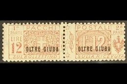 JUBALAND  PARCEL POST 1925 12L Red-brown "OLTRE GIUBA" Overprint (Sassone 11, SG P26), Fine Mint Horizontal Pair, Centre - Altri & Non Classificati