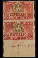 LIBYA  EXPRESS 1921 50c Red And Brown, Vertical Pair, Variety "imperf Horizontally", Sass 4i, Fine Mint. For More Images - Altri & Non Classificati