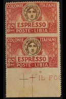 LIBYA  EXPRESS 1921 50c Red And Brown, Vertical Pair, Variety "imperf Horizontally", Sass 4i, Fine Mint. For More Images - Otros & Sin Clasificación