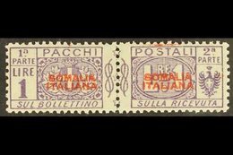 SOMALIA  PARCEL POST 1926-31 1L Violet Unissued Overprint In Red, Sassone 48 (see Note After SG P92), Never Hinged Mint  - Other & Unclassified