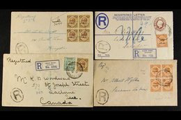 1916-19 "WAR TAX" REGISTERED COVERS  A Wonderful Collection Of Covers Bearing Various ½d, 1½d, Or 3d Stamps Overprinted  - Giamaica (...-1961)