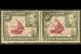 1938-54  50c Purple And Black, Horizontal Pair With One Showing Dot Removed, SG 144eb, Fine Cds Used. For More Images, P - Vide