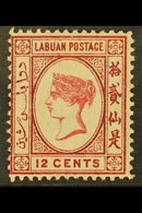 1880-82  12c Carmine WATERMARK REVERSED Variety, SG 9x, Fine Unused No Gum, Fresh. For More Images, Please Visit Http:// - Borneo Septentrional (...-1963)