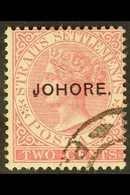 JOHORE  1884-86 2c Pale Rose "JOHORE." Overprint, SG 6, Fine Used, Fresh. For More Images, Please Visit Http://www.sanda - Andere & Zonder Classificatie