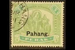 PAHANG  1898 (Perak Overprinted) $1 Green And Pale Green, SG 23, Cds Used, Slight Crease And A Short Perf Bottom Right.  - Autres & Non Classés