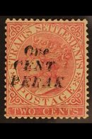 PERAK  1886 1c On 2c Pale Rose, SURCHARGE DOUBLE, SG 29b, Very Fine Mint With Original Gum. Rare! For More Images, Pleas - Altri & Non Classificati