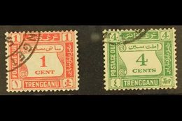 TRENGGANU  POSTAGE DUE 1937 1c Scarlet And 4c Green, SG D1/2, Very Fine Used. (2 Stamps) For More Images, Please Visit H - Otros & Sin Clasificación