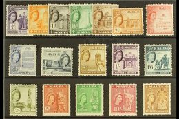 1956-58  Definitives Complete Set, SG 266/82, Never Hinged Mint. (17 Stamps) For More Images, Please Visit Http://www.sa - Malta (...-1964)