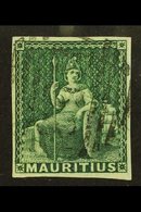 1858  (4d) Green, SG 27, Superb Used With Large Even Margins All Round Clear Proof Like Impression And Crisp, Light  Bar - Mauricio (...-1967)