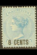 1878  8c On 2d Blue, Wmk CC, SG 85, Vf Mint. For More Images, Please Visit Http://www.sandafayre.com/itemdetails.aspx?s= - Mauricio (...-1967)