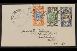 1928  Envelope To USA, Bearing French Oceanie 4c, 5c And 40c Tied By Double Ring Circular "PACKET BOAT", And With Marine - Otros & Sin Clasificación