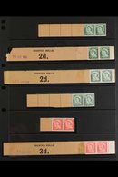 1955-60 DEFINITIVES  COIL LEADERS & COIL END-PAPERS - range Comprising QEII 2d "large Figures" (both SG 747 & SG 747a) P - Autres & Non Classés