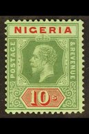1914-29  10s Green & Red On Emerald (pale Olive Back), SG 11c, Fine Mint, Very Fresh. For More Images, Please Visit Http - Nigeria (...-1960)