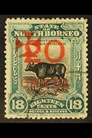 1916  20c On 18c Blue-green Red Cross Overprint In Carmine, SG 211, Fine Cds Used, Fresh. For More Images, Please Visit  - Noord Borneo (...-1963)