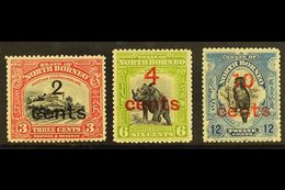 1916  Surcharges Set, SG 186/188, Fine Mint. (3) For More Images, Please Visit Http://www.sandafayre.com/itemdetails.asp - Noord Borneo (...-1963)