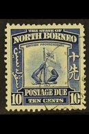 POSTAGE DUES  1939 10c Blue, Crest, SG D89, Very Fine Used. Rare Stamp. For More Images, Please Visit Http://www.sandafa - Borneo Septentrional (...-1963)