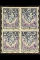 1938-52  3s Violet & Blue, SG 42, Very Fine Mint (two Stamps Are Never Hinged) BLOCK Of 4, Fresh. (4 Stamps) For More Im - Rhodésie Du Nord (...-1963)