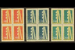1955  Centenary Of Telegraph System Complete Set (SG 1131/33, Michel 844/46), Fine Mint BLOCKS Of 4, Two Stamps In Each  - Autres & Non Classés