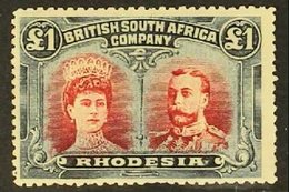 1910-13  £1 Crimson And Slate-black "Double Head", SG 166a, Very Fine Unused Without Gum, Lovely Rich Colours. With PFSA - Other & Unclassified