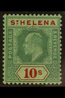 1908-11  10s Green & Red On Green, Wmk Crown CA, SG 70, Very Fine Mint. For More Images, Please Visit Http://www.sandafa - Isla Sta Helena