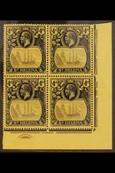 1922-37  4d Grey & Black On Yellow, Wmk Mult Crown CA, Corner, CYLINDER BLOCK OF FOUR, SG 92, Very Fine Mint. For More I - Saint Helena Island