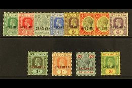 1912  Geo V Die I Set Complete Ovptd "Specimen", SG 78s/88s + 83as (4d On White Paper), 5s Pulled Perf, Fresh Mint Part  - St.Lucia (...-1978)
