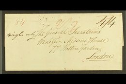 1827  (27 June) Wesleyan Missionary EL To London With Two Fair Strikes Of The St Vincent Fleuron Alongside London Arriva - St.Vincent (...-1979)