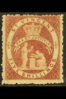 1880  5s Rose Red,  SG 32, Fine Mint With Rich Even Colour And Large Part Original Gum. For More Images, Please Visit Ht - St.Vincent (...-1979)