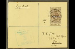 1919  (31 Jan) Registered Env To Switzerland Bearing The 1917 2s6d Grey- Brown 'tall' Stamp (SG 123) Tied By Superb Germ - Samoa (Staat)